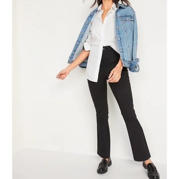 Old Navy Womens Black Flare Trousers Stretch Rayon Blend Size 4 - Picture 1 of 15